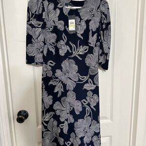 Elegant Navy Floral Dress